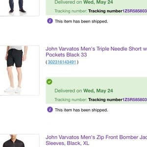 John Varvatos sizes s-XXL  prices $100 to $500